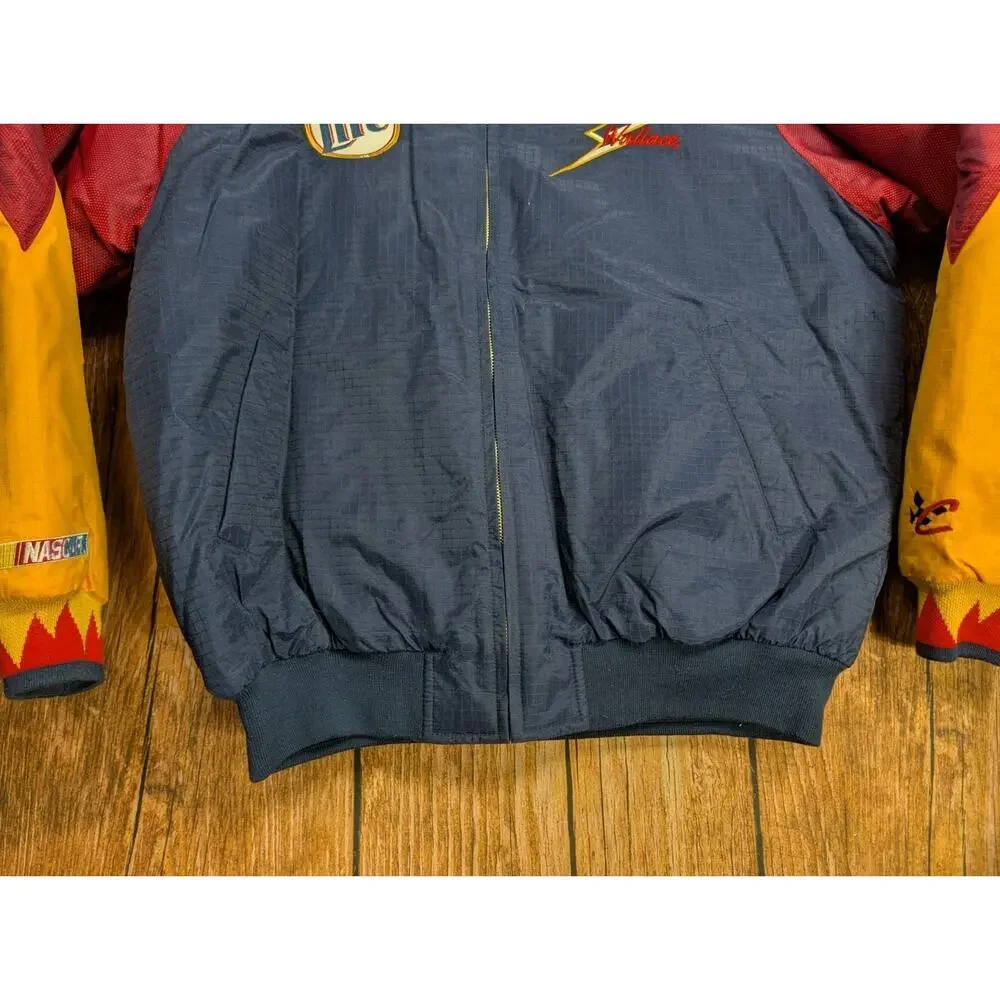 Vtg 90s Chase Authentics Rusty Wallace Miller Lite Puffer Jacket Medium Nascar